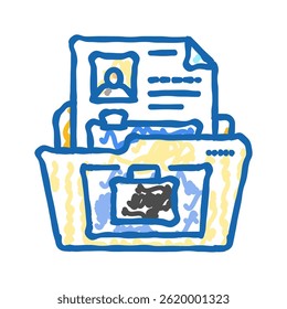 pasta pasta portfólio entrevista ícone doodle ícone esboço vetor. pasta pasta pasta entrevista sinal de trabalho. símbolo isolado ilustração