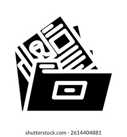 portfolio folder interview job glyph icon vector. portfolio folder interview job sign. isolated symbol illustration