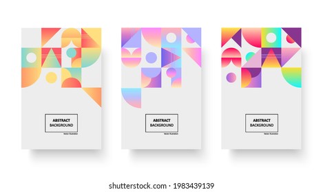 Conjunto de vectores de diseño abstracto geométrico de portafolio. Diseño de papel pintado, fondo, decoración de pared, cubierta, impresión, tarjeta, marca. Ilustración vectorial.