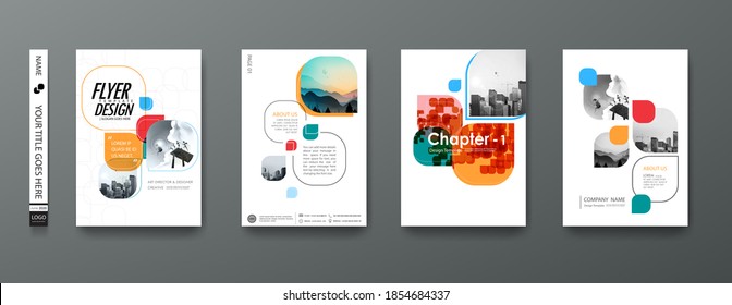 Portfolio geometric design vector set  Abstract blue liquid graphic gradient circle shape cover book presentation  Minimal brochure layout   modern report business flyers poster template 