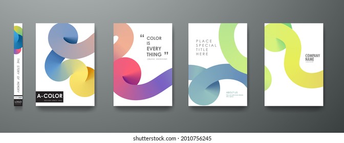 Portfolio geometric design vector set. Abstract blue liquid graphic gradient circle shape on cover book presentation. Minimal brochure layout and modern report business flyers poster template. - Shutterstock ID 2010756245