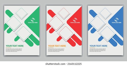Portfolio geometric design vector set. Abstract blue red liquid graphic gradient circle shape on cover book presentation. Minimal brochure layout and modern report business flyers poster template
