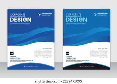 Portfolio geometric design vector set. Minimal brochure layout and modern report business flyers poster template. Abstract blue liquid graphic gradient circle shape on cover book presentation