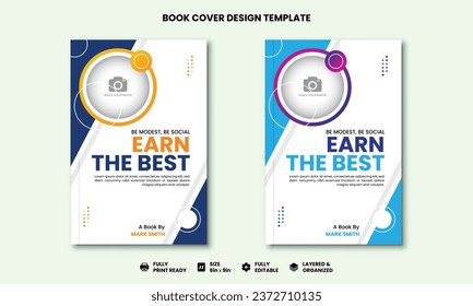 Portfolio geometric design vector set. Abstract blue liquid graphic gradient circle shape on cover book presentation. Minimal brochure layout and modern report business flyers poster template.