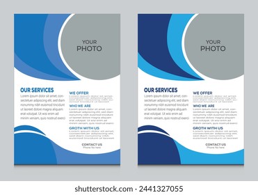 Portfolio geometric design vector set. Abstract blue liquid graphic gradient circle shape on cover book presentation. Minimal brochure layout and modern report business flyers poster template.