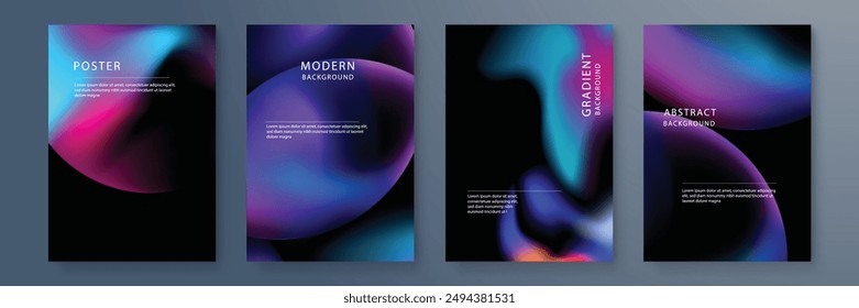 Portfolio geometric design vector set. Abstract blue liquid graphic gradient circle shape on cover book presentation. Minimal brochure layout and modern report business flyers poster template.