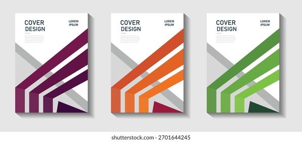 Conjunto de vetores de design geométrico de portfólio. Conjunto de maquete de página frontal de orientação vertical A4 de vetor de apresentação comercial. Ilustração de Modern Vetor.