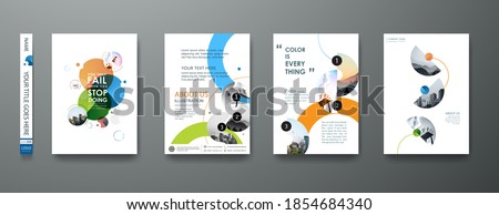Portfolio geometric design vector set. Abstract blue liquid graphic gradient circle shape on cover book presentation. Minimal brochure layout and modern report business flyers poster template. Foto d'archivio © 
