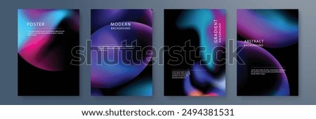 Portfolio geometric design vector set. Abstract blue liquid graphic gradient circle shape on cover book presentation. Minimal brochure layout and modern report business flyers poster template.