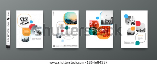Portfolio geometric design vector set. Abstract\
blue liquid graphic gradient circle shape on cover book\
presentation. Minimal brochure layout and modern report business\
flyers poster\
template.