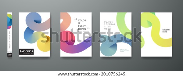 Portfolio geometric design vector set. Abstract\
blue liquid graphic gradient circle shape on cover book\
presentation. Minimal brochure layout and modern report business\
flyers poster\
template.