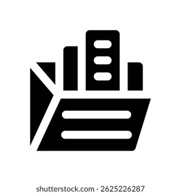 portfolio glyph icon. Strong and solid vector icon for websites, mobile interfaces, presentations, and visual branding. High quality and easy to edit.