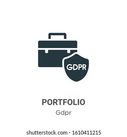 Portfolio glyph icon vector on white background. Flat vector portfolio icon symbol sign from modern gdpr collection for mobile concept and web apps design.