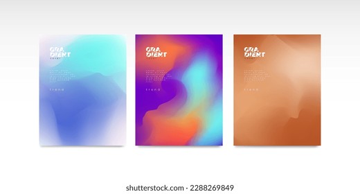 Portfolio gradient design vector set. Abstract color liquid graphic gradient circle shape on cover book presentation. Minimal brochure layout and modern report business flyers poster template.