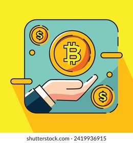 Portfolio graph or chart in bitcoin, bitcoin elements flat design vector illustration