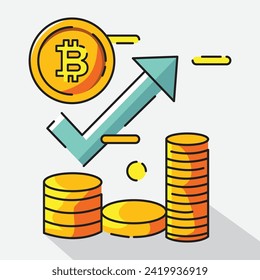 Portfolio graph or chart in bitcoin, bitcoin elements flat design vector illustration