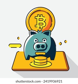 Portfolio graph or chart in bitcoin, bitcoin elements flat design vector illustration