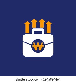 portfolio growth vector icon with won