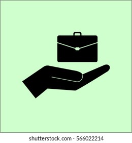 Portfolio in the hand icon, case vector illustration