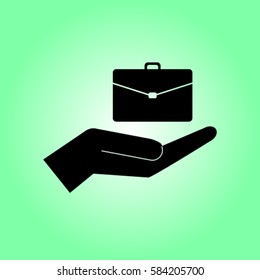 Portfolio in the hand icon, case vector illustration
