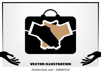 portfolio handshake icon vector illustration.