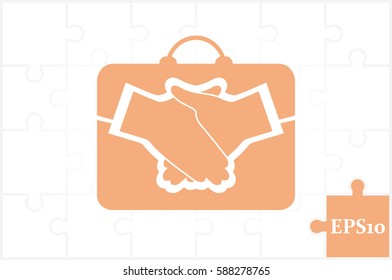 portfolio handshake icon vector illustration