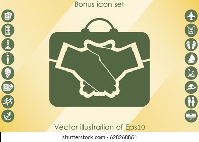 portfolio handshake icon vector illustration EPS 10