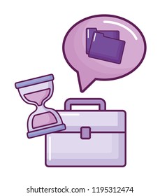 portfolio with hourglass and documents