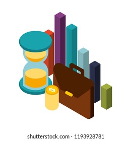 portfolio with hourglass and icons