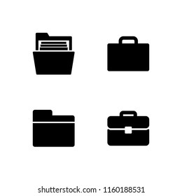 portfolio icon. 4 portfolio set with folder and briefcase vector icons for web and mobile app