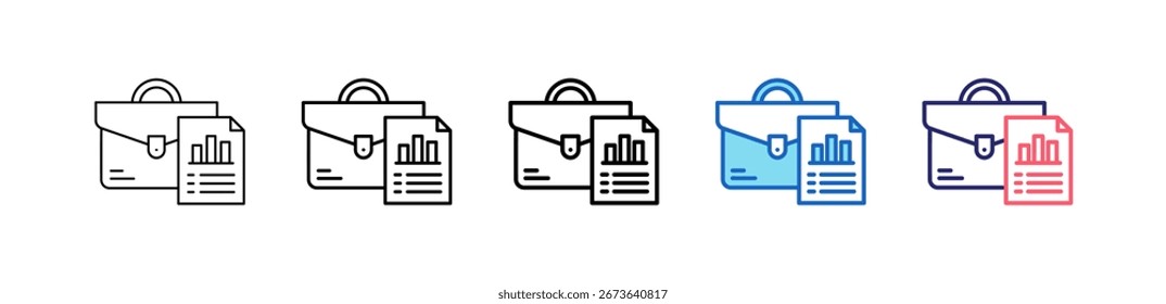 Ícone De Portfólio Em 5 Estilos Diferentes Conjunto Coleção.