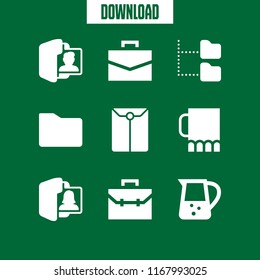 portfolio icon. 9 portfolio vector set. dossier, jar, briefcase and folder icons for web and design about portfolio theme
