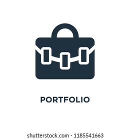 Portfolio icon. Black filled vector illustration. Portfolio symbol on white background. Can be used in web and mobile.