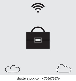 Portfolio icon, briefcase vector illustration