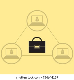 Portfolio icon, briefcase vector illustration