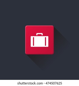 portfolio icon or button in flat style with long shadow, isolated vector illustration on transparent background