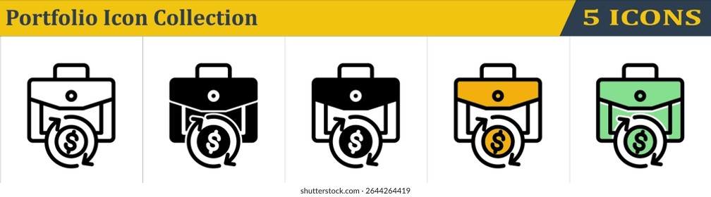 Portfolio Icon Collection With 5 Style Icon (Outline, Solid, Mixed, Outline Color Lineal and Solid Color Lineal) 