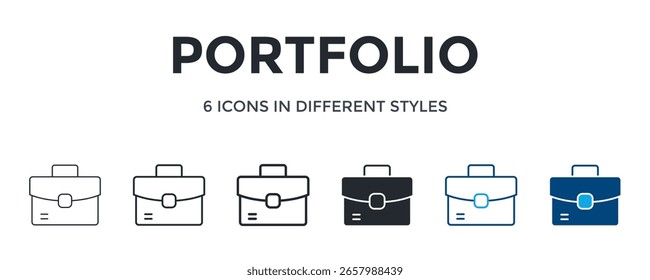Icono De Cartera En Diferente Estilo De Ilustración vectorial. Diseñado En Línea Delgada, Línea Regular, Línea Negrita, Glifo, Línea De Color Y Estilo De Glifo De Color Se Puede Utilizar Para El Web