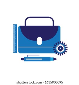 Portfolio icon flat design on blue color