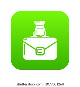 Portfolio icon green vector isolated on white background