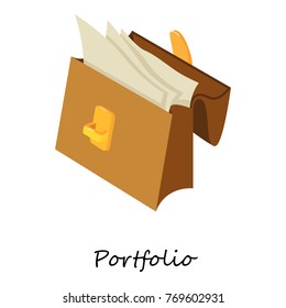 Portfolio icon. Isometric illustration of portfolio vector icon for web