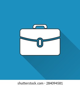 Portfolio icon with long shadow, flat design. Vector illustration.