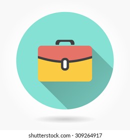 Portfolio  icon with long shadow, flat design. Vector illustration.