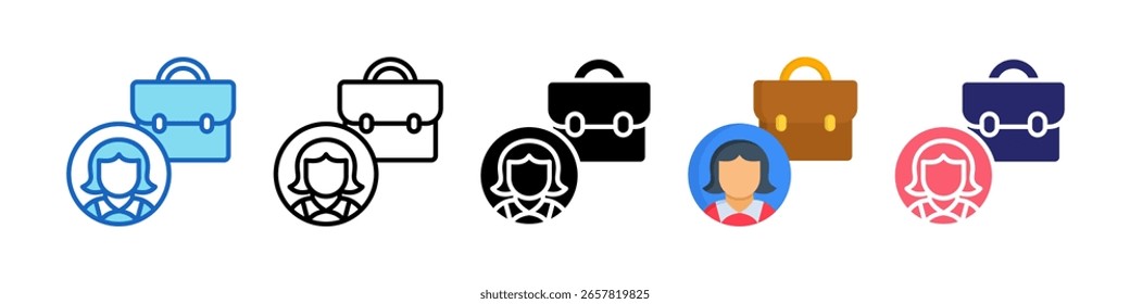 Icono de Cartera Colección múltiple del conjunto del estilo.