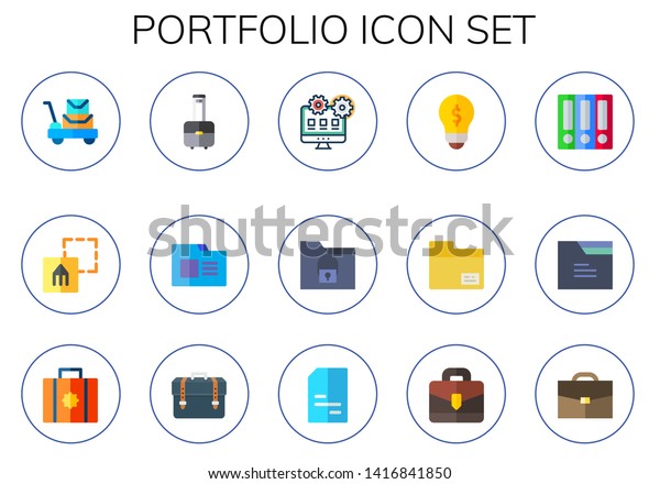 Portfolio Icon Set 15 Flat Portfolio Stock Vector Royalty Free Shutterstock