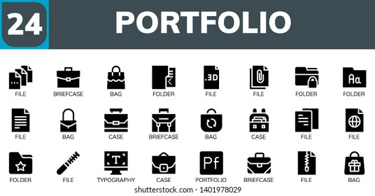 Portfolio Icon Set 24 Filled Portfolio Stock Vector Royalty Free Shutterstock