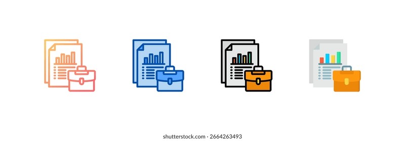 Portfolio icon set multiple style collection