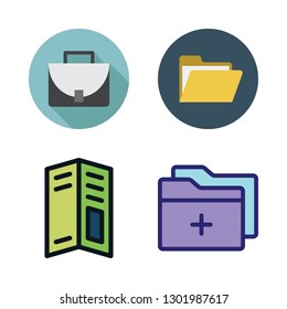 portfolio icon set. vector set about briefcase, folder and pamphlet icons set.