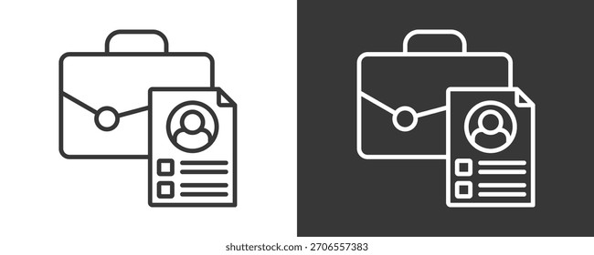 Portfolio-Symbolsatz, Vektorgrafik-Kollektion einzeln auf Schwarz und Weiß