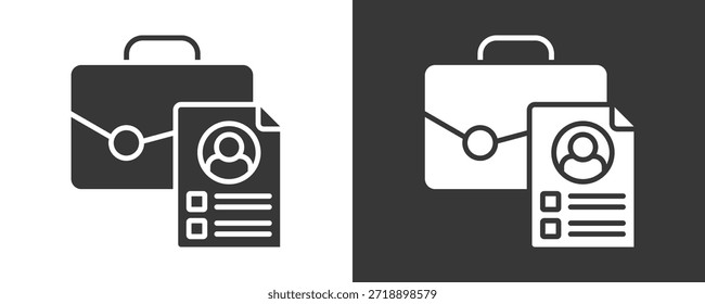 Conjunto De Ícones De Portfólio Coleção De Vetores Isolados Em Preto E Branco